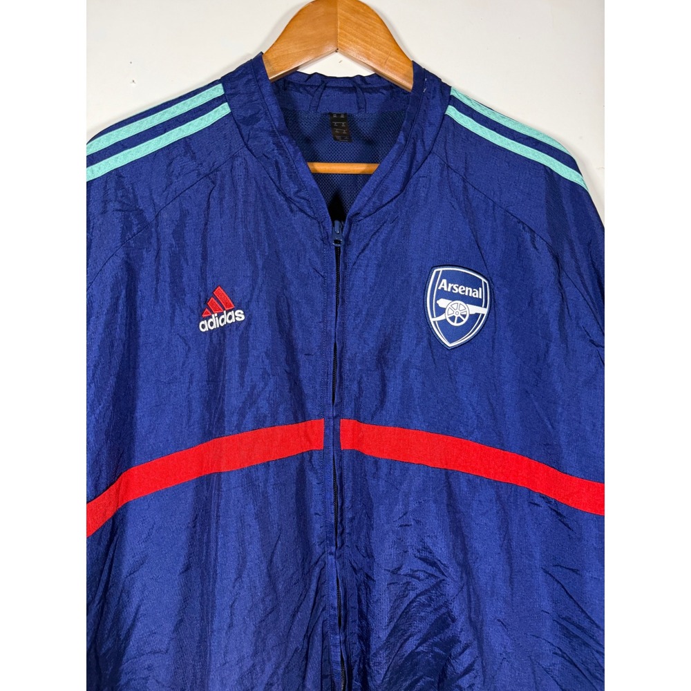 Adidas Arsenal FC Windbreaker Jacket Blue Red Mens 3XL Full Zip Soccer Logo